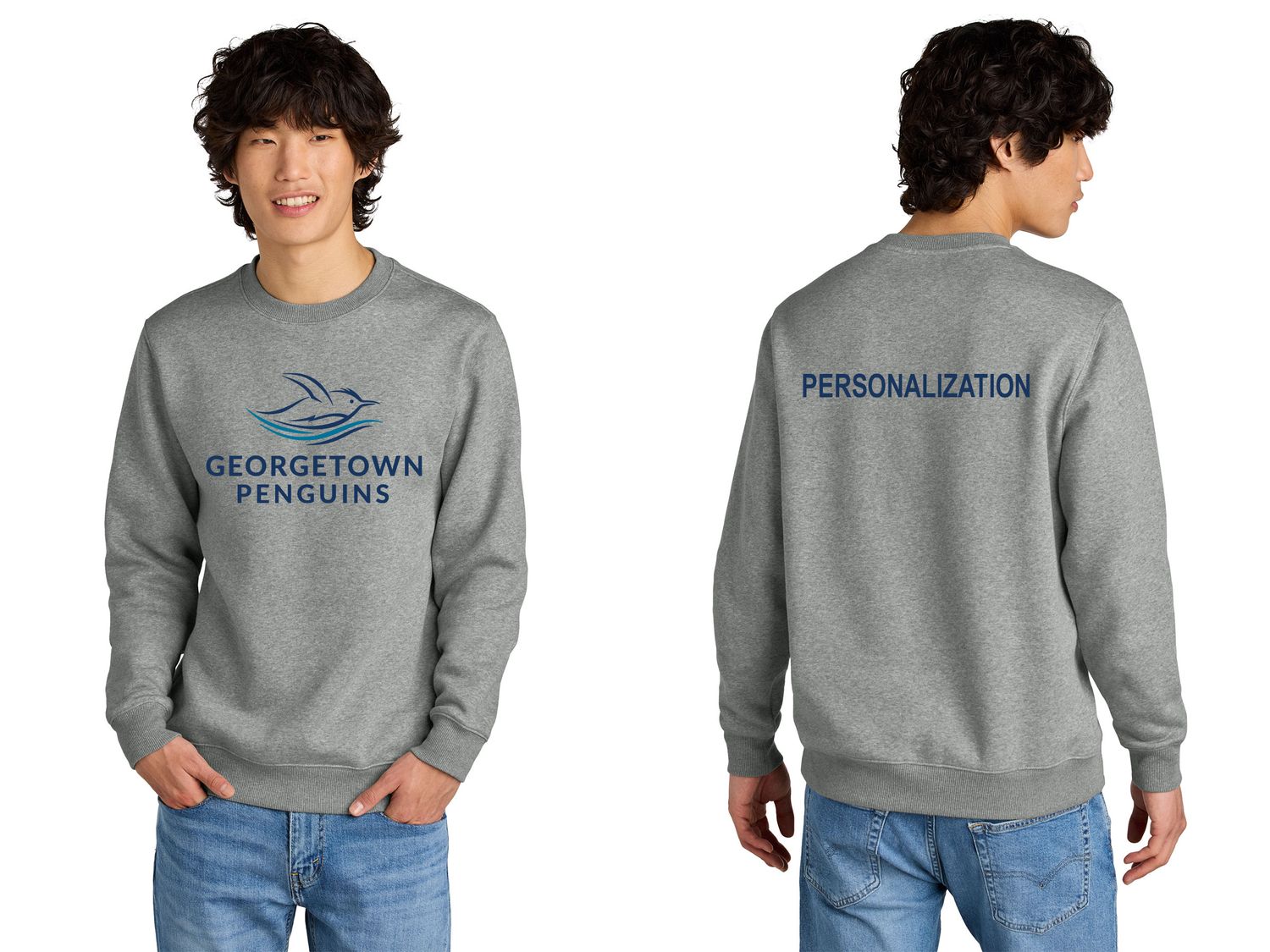 District Perfect Weight Fleece Crew- Navy, Steel Grey, White