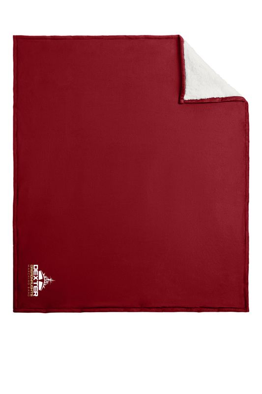 Port Authority Mountain Lodge Blanket - Red Rhubarb, Black, Hearth Grey