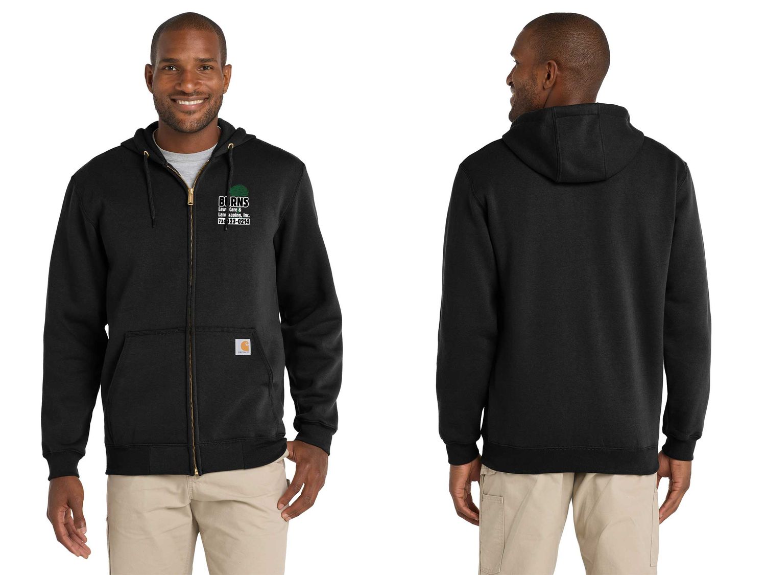 Carhartt Hooded Full-Zip Hoodie (Embroidered)- Black