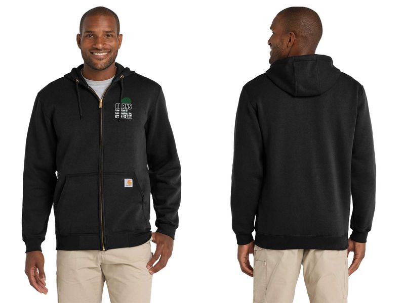 Carhartt Hooded Full-Zip Hoodie (Embroidered)- Black