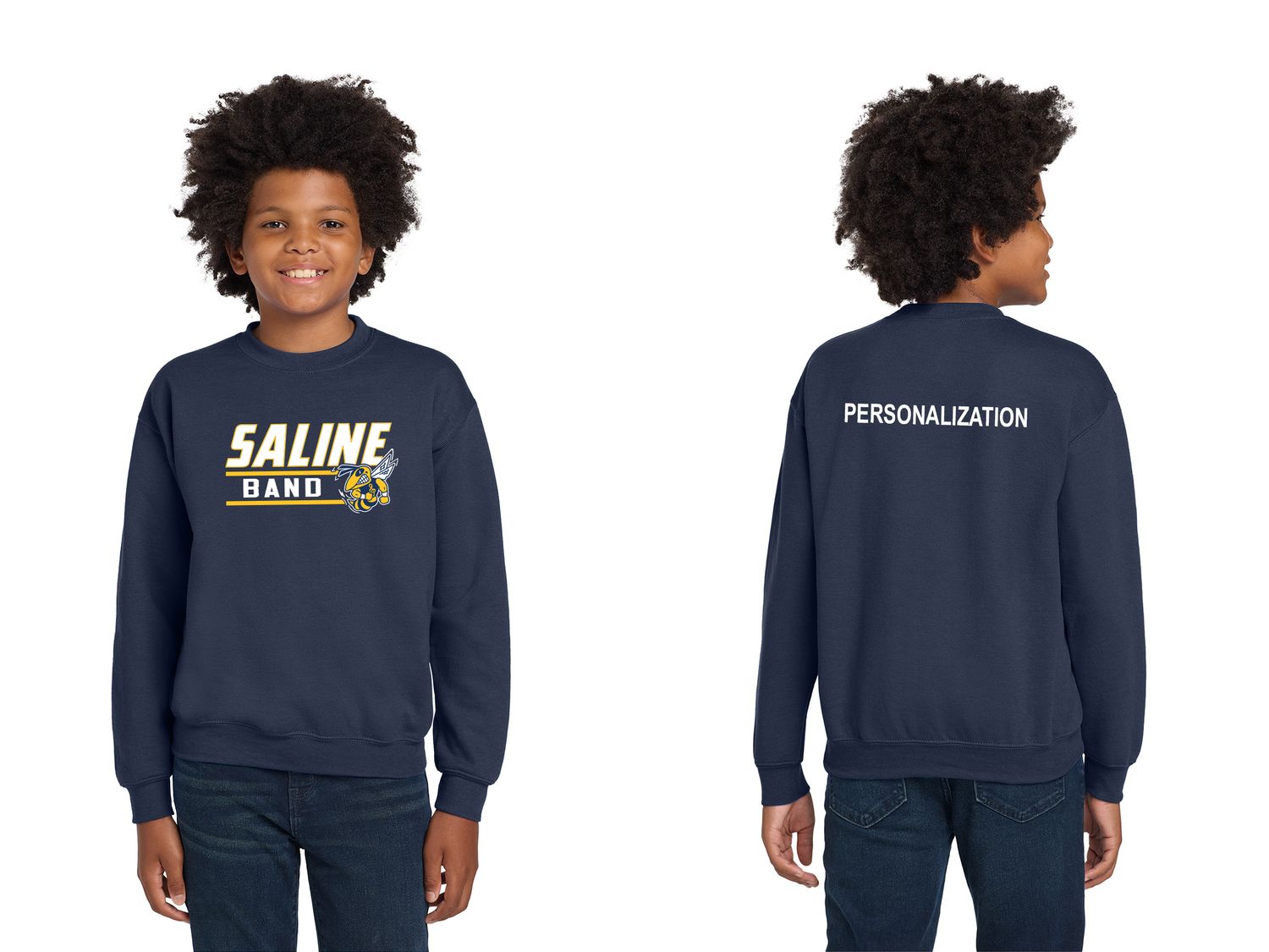 Youth Cotton Crewneck Sweatshirt- Navy, Sport Grey