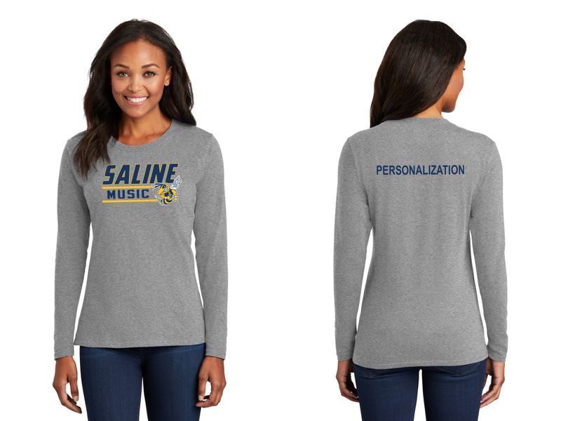 Ladies Long Sleeve Core Cotton Tee - Navy, Grey