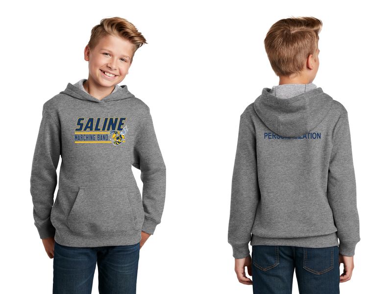 Youth Cotton Hooded Sweatshirt - Navy, Grey