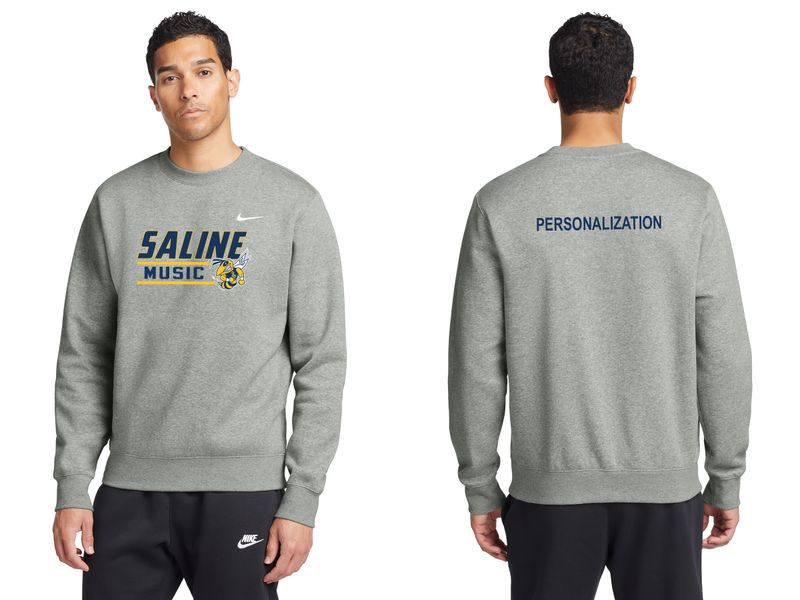 Unisex Nike Club Fleece Crew - Navy, Dark Grey Heather