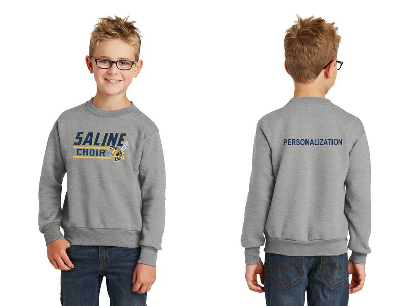 Youth Core Fleece Crewneck Sweatshirt-Navy/Ath Heather