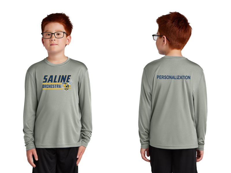 Youth Long Sleeve Performance Tee- Navy, Concrete Grey