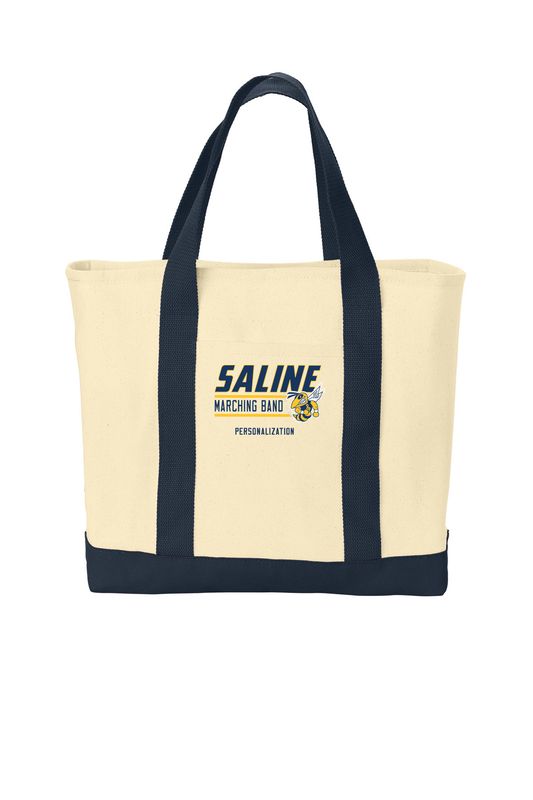 Twill Two-Tone Shopping Tote - Navy