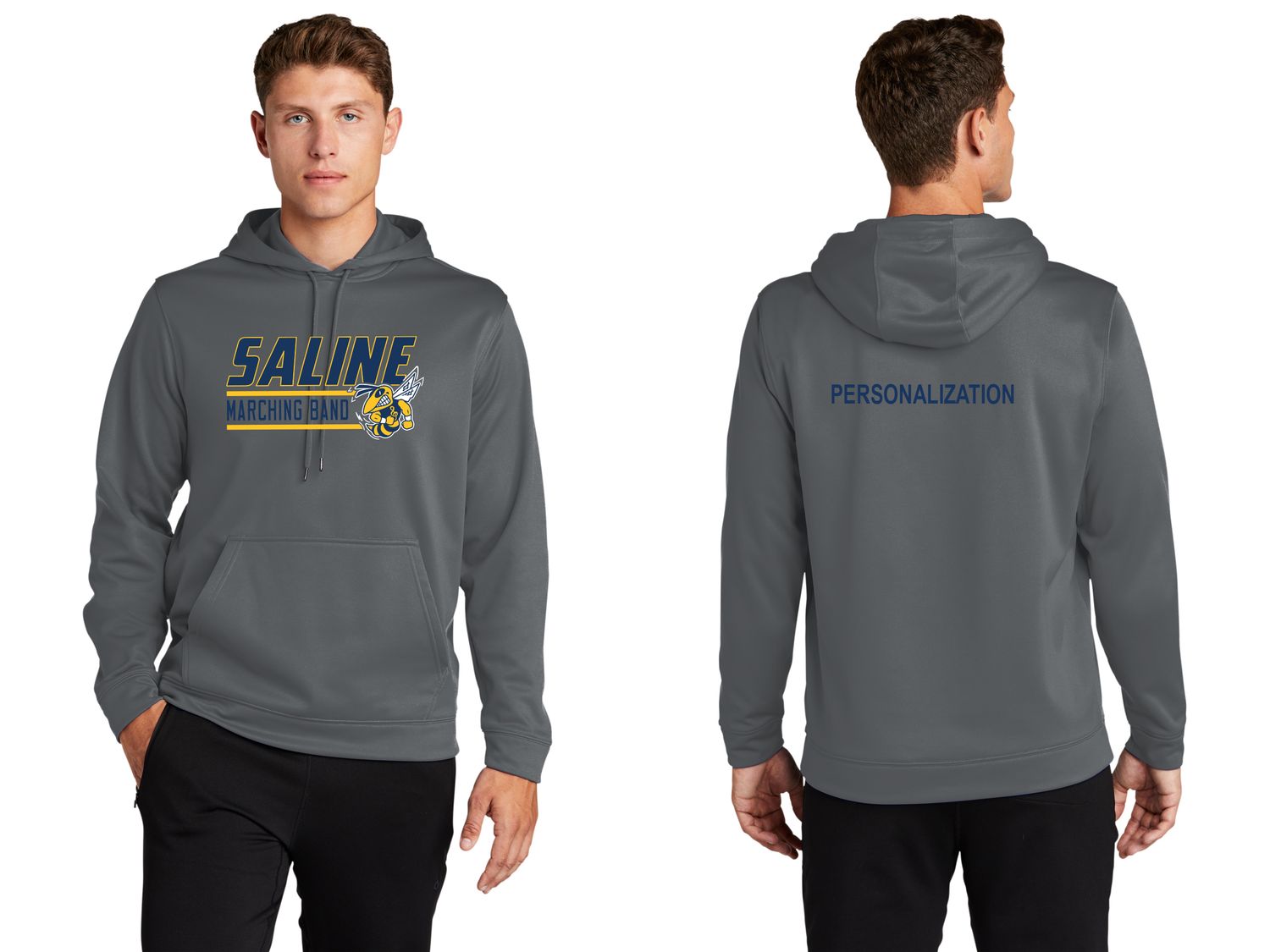 Adult Performance Hooded Sweatshirt- Navy, Grey
