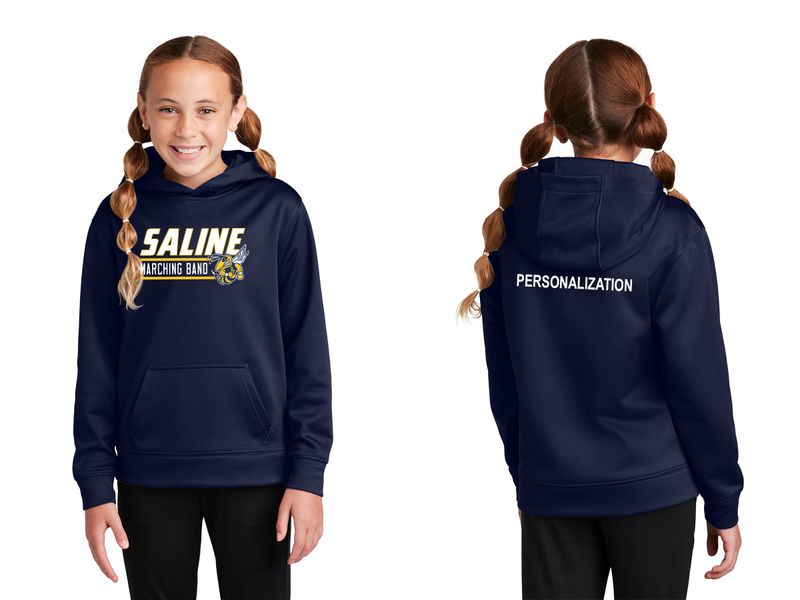 Youth Performance Fleece Hooded Pullover -Navy, Grey