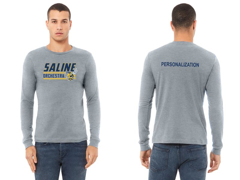 Adult Soft Cotton Long Sleeve T-Shirt- Navy, Grey