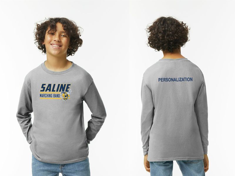 Youth Basic Cotton Long Sleeve T-Shirt-Navy, Sport Grey