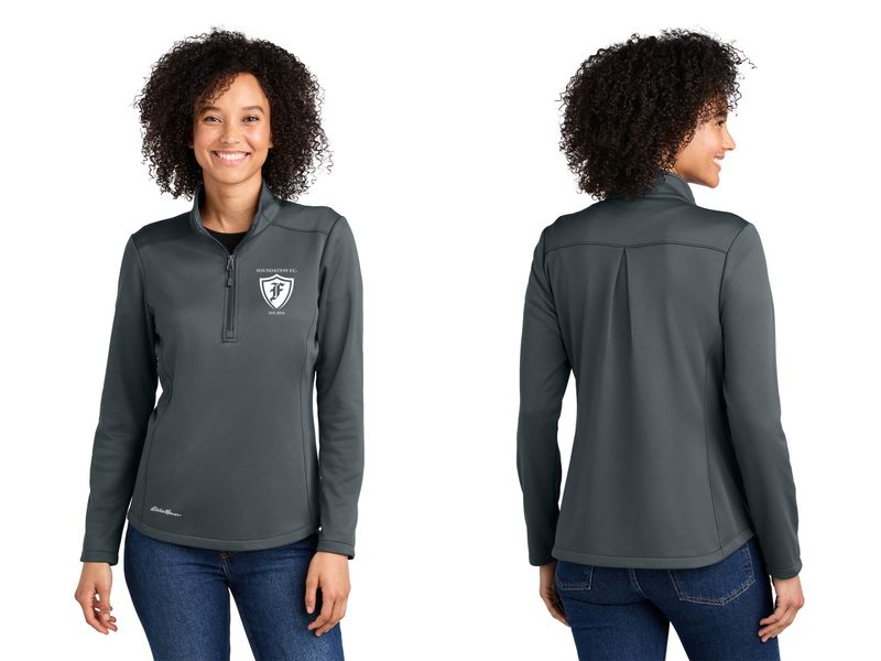 Eddie Bauer Women’s Smooth Mid Layer Fleece 1/2-Zip- Black, Iron Gate