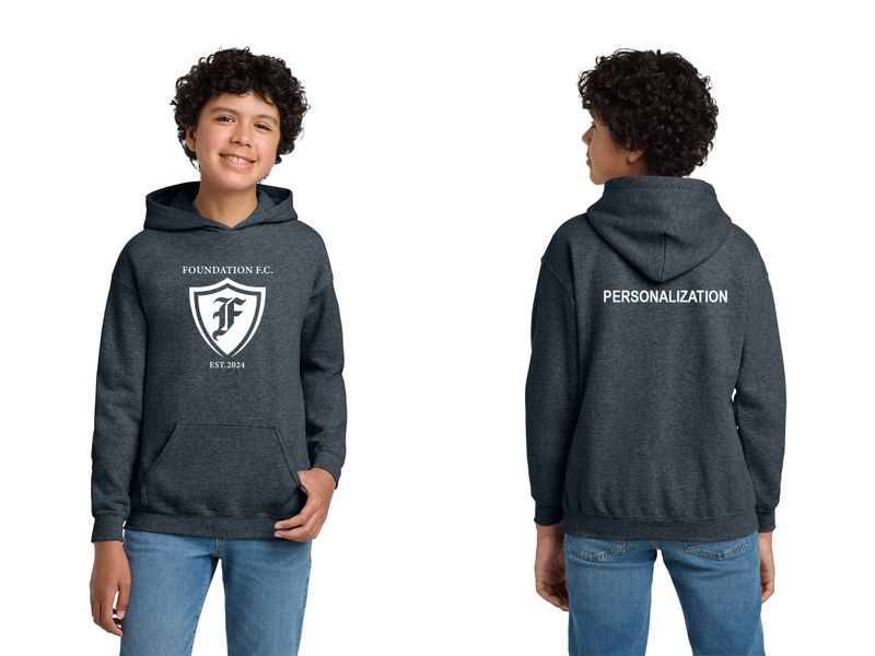 Youth Cotton Hoodie - Black/Maroon/Dark Heather Grey