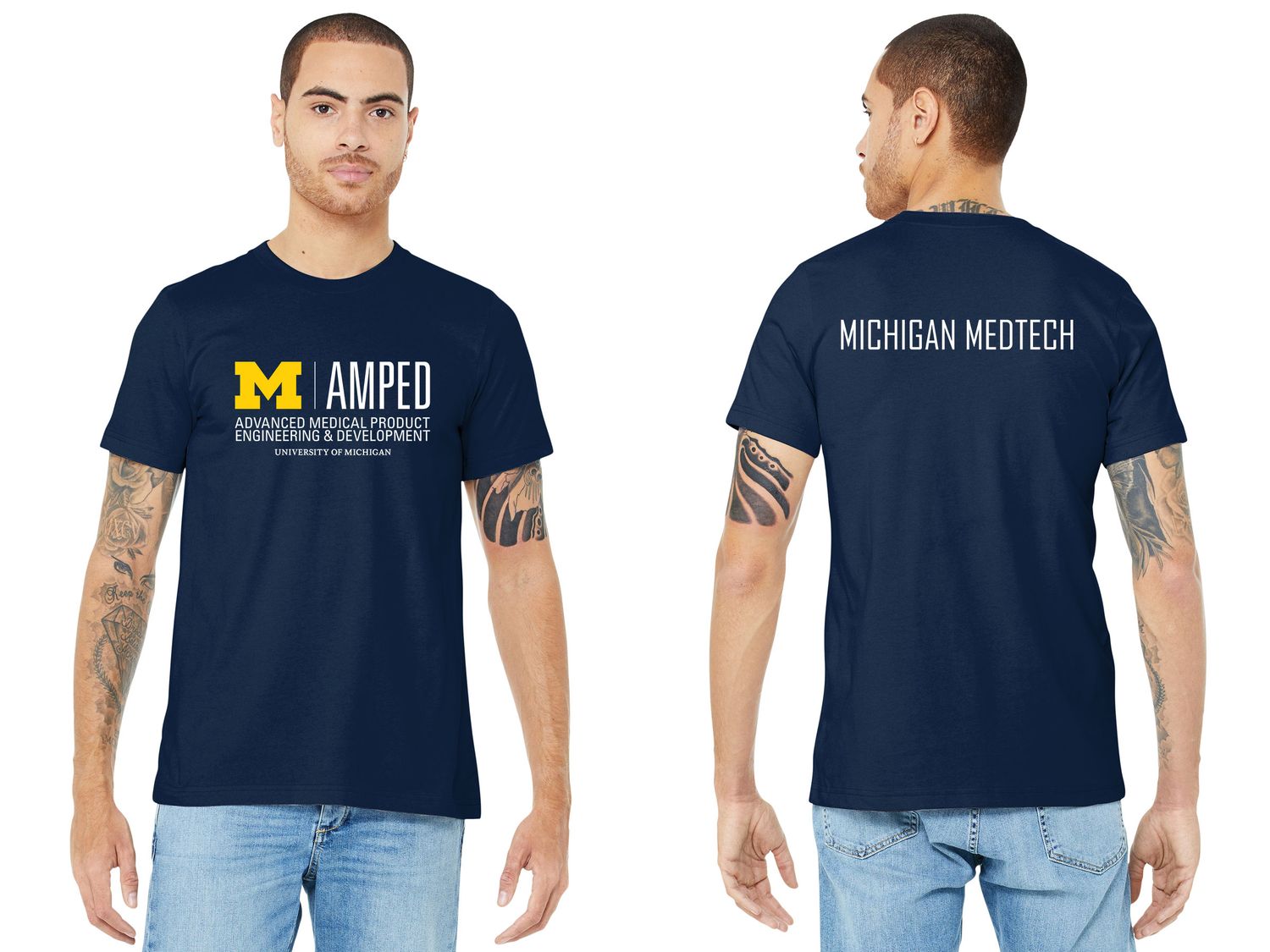 Adult Bella & Canvas Short Sleeve Tee- Navy, Maize