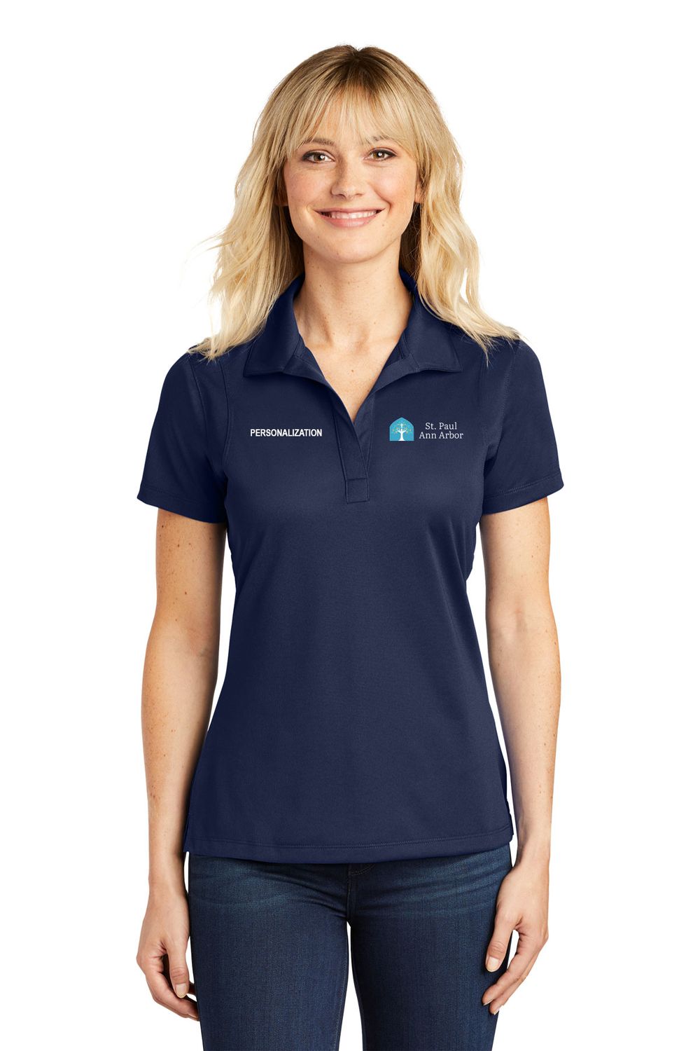 Women's Short Sleeve Polo- Navy, White, Grey Women's Short Sleeve Polo- Navy, White, Grey