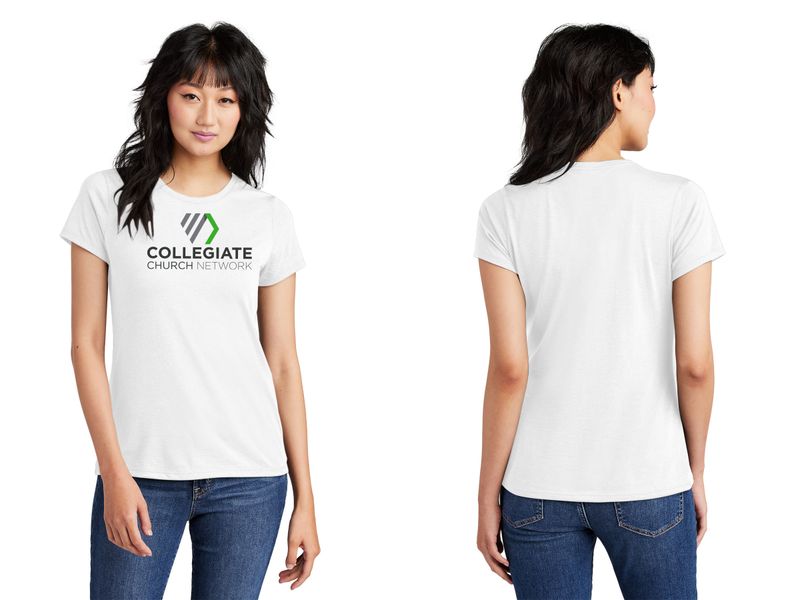 District Women’s Perfect Tri Tee- White, Black, Grey Frost