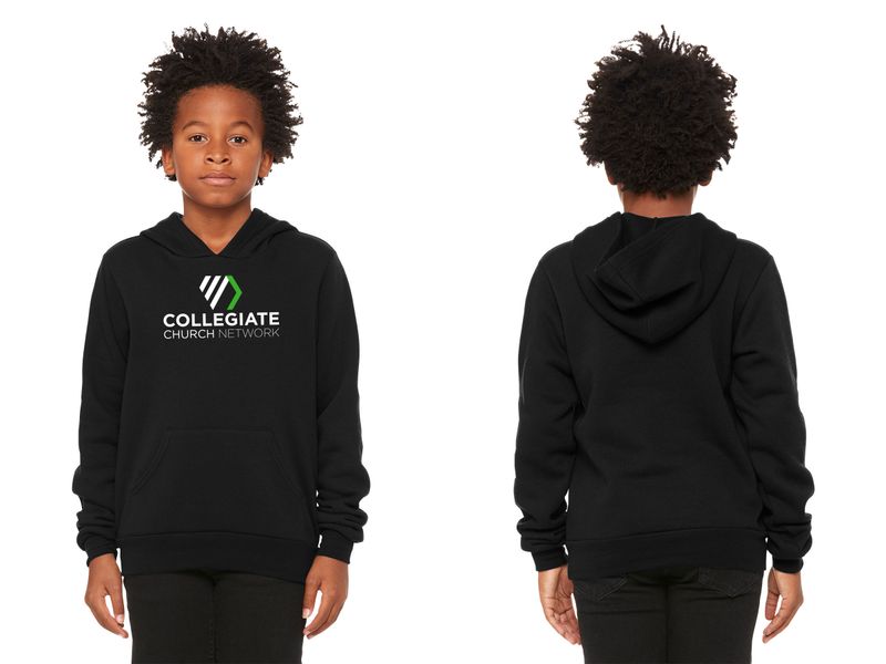 Youth Sponge Fleece Pullover Hoodie-Athletic Heather, Black