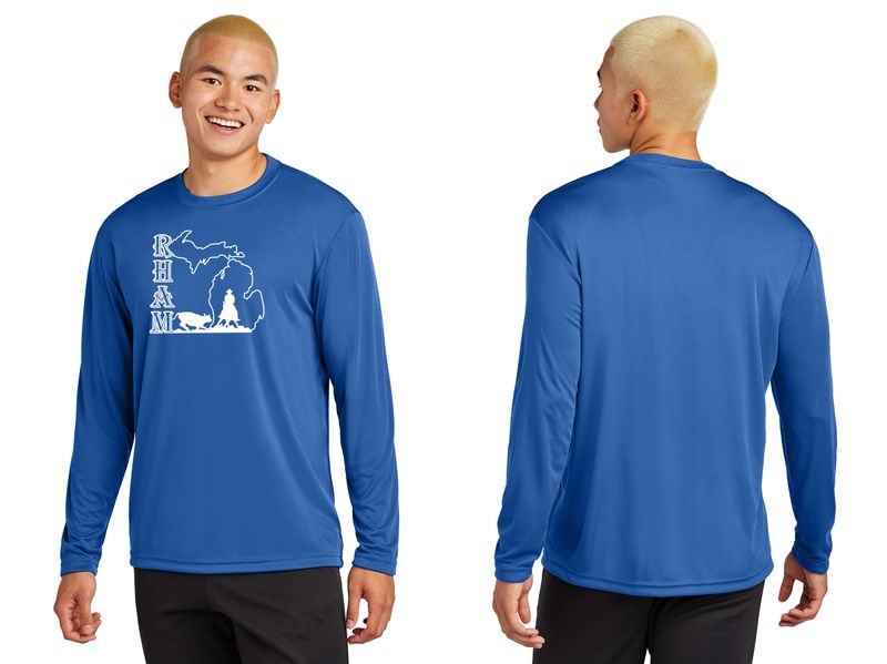 Adult Long Sleeve Performance- Grey Concrete, Royal