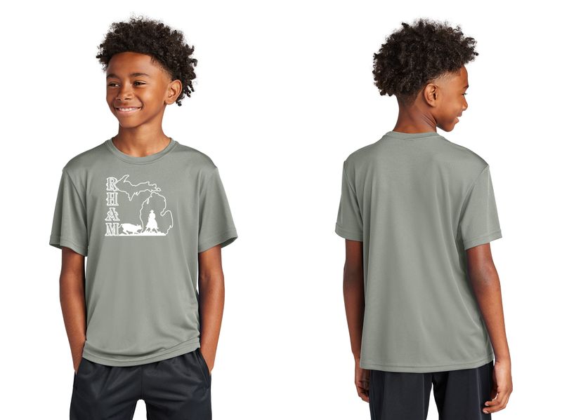 Youth Short Sleeve Performance T-shirt- Royal, Concrete Grey