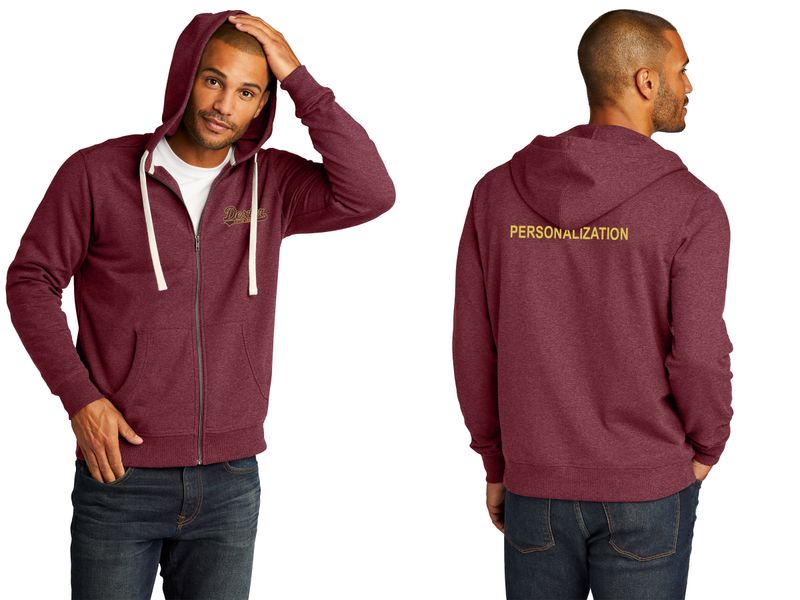 Unisex District Re-Fleece Full-Zip Hoodie- Maroon, Black
