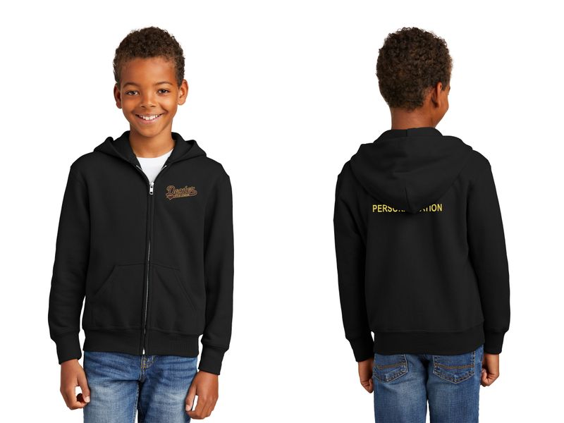 Youth Fleece Full-Zip Hooded Sweatshirt- Black, Maroon