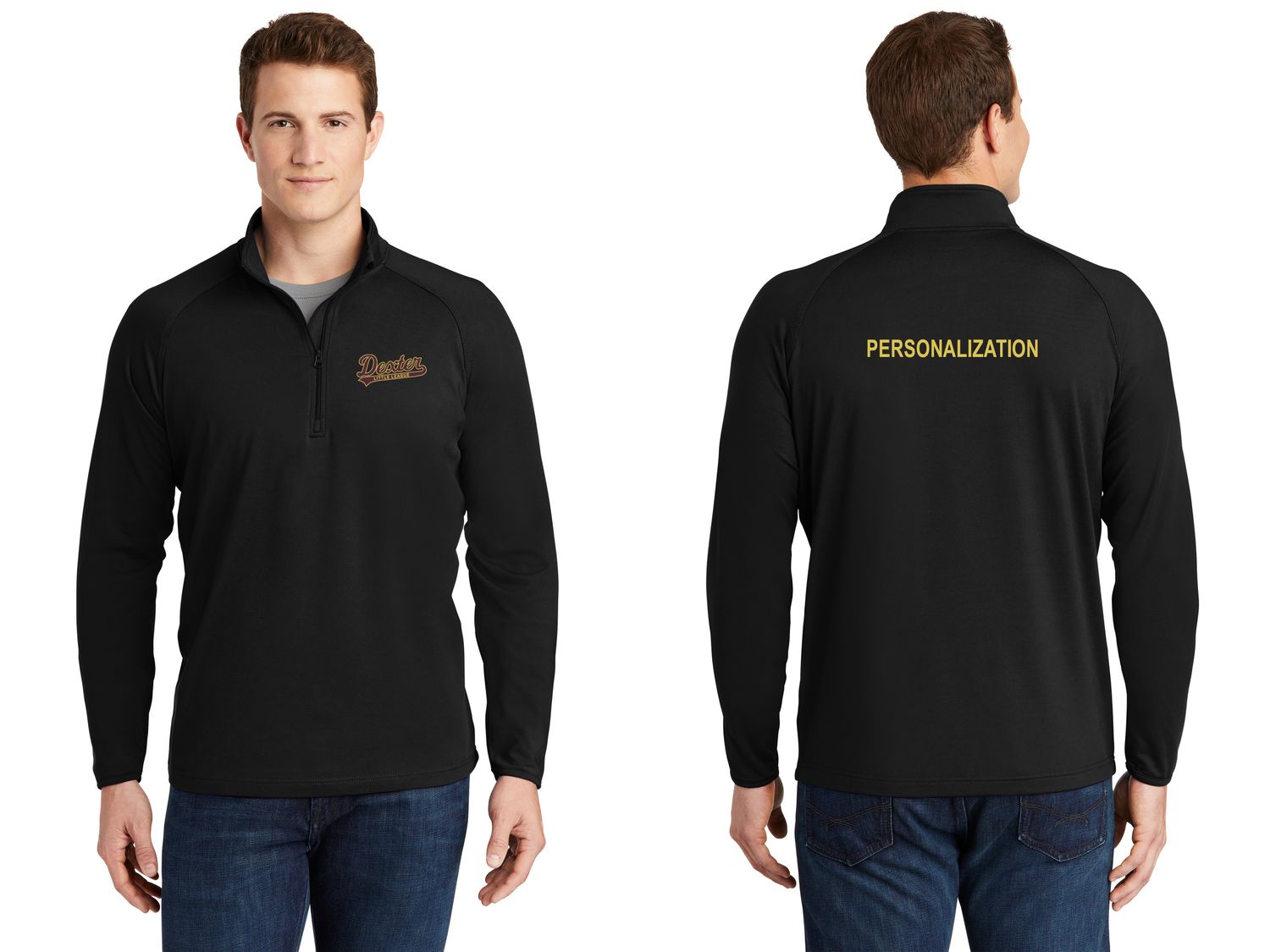 Adult Men's Stretch 1/4 Zip- Maroon, Black