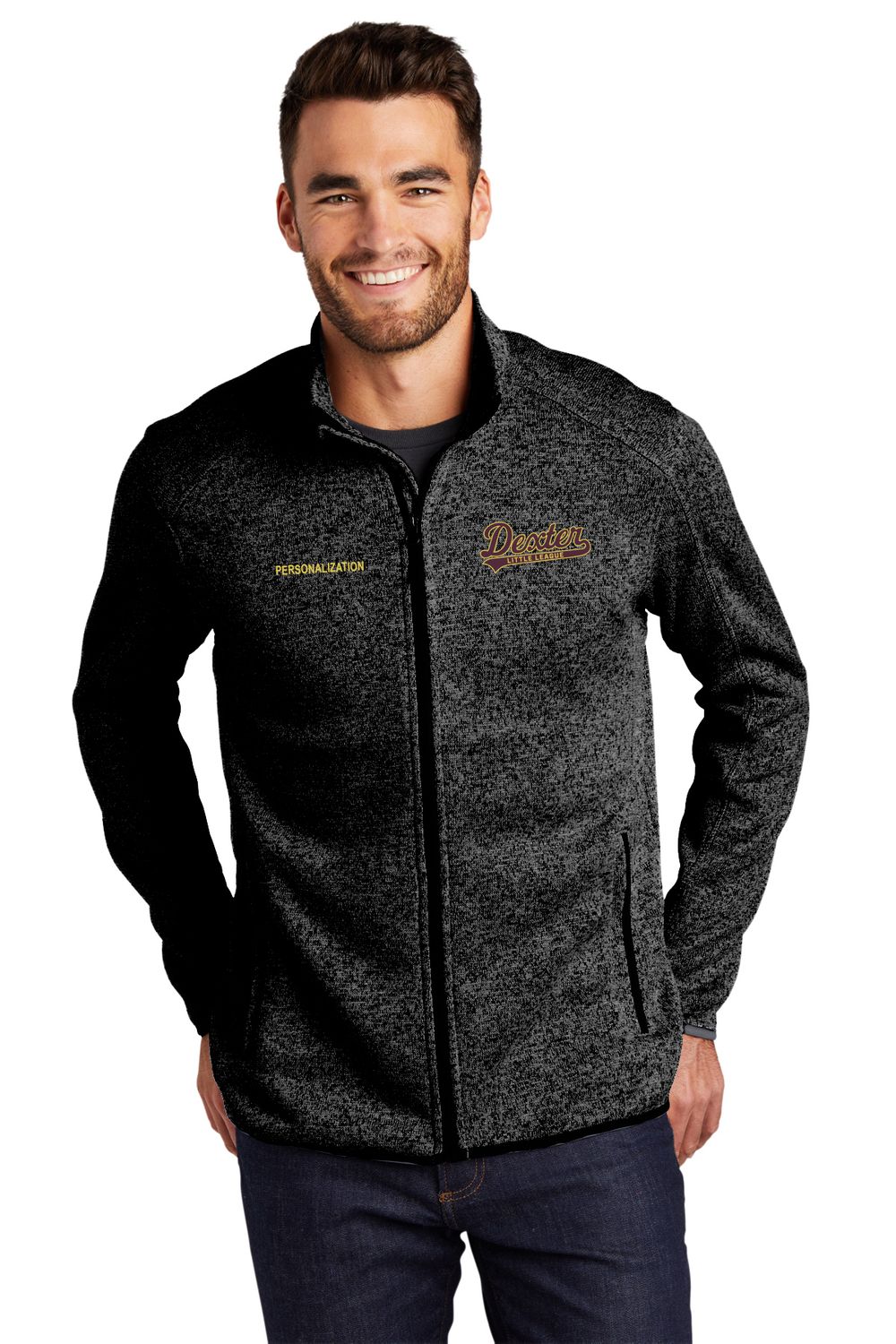 Sweater Fleece Jacket- Black Heather, Grey Heather