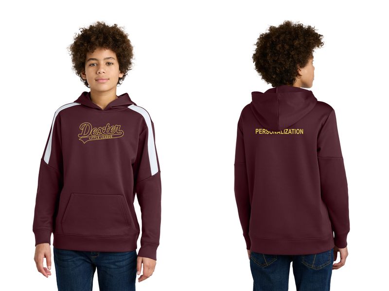 Sport-Tek Youth Sport-Wick Fleece United Pullover Hoodie- Maroon/White, Black/White