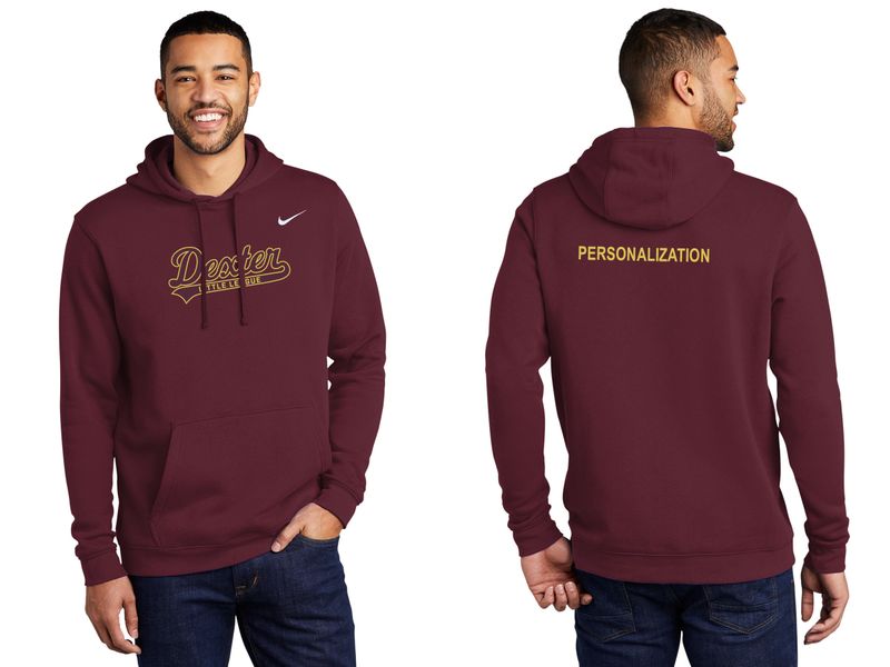 Adult Nike Club Fleece Pullover Hoodie- Maroon, Black