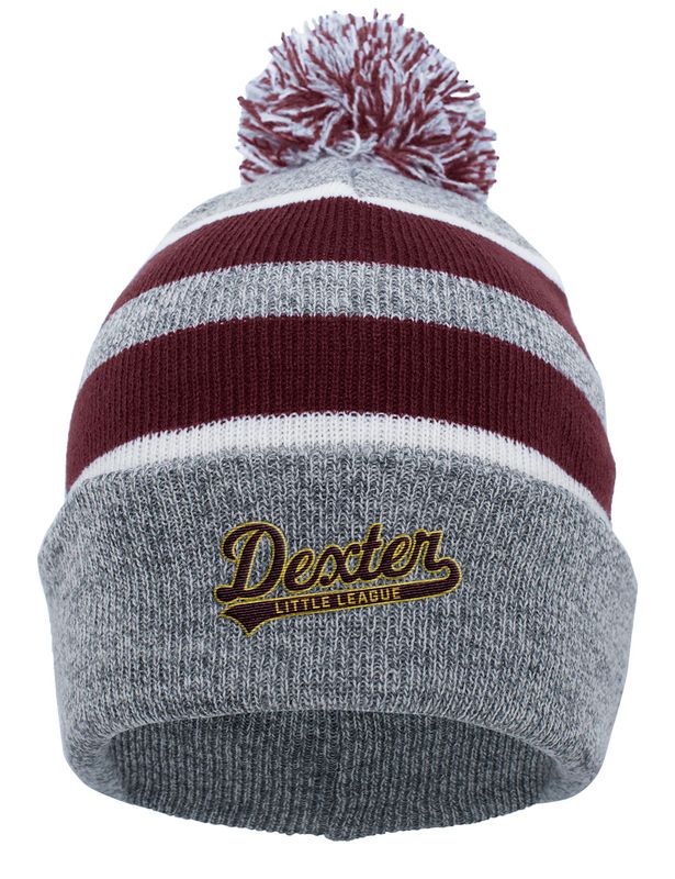 Knit Beanie- Heather Grey/Maroon/White or White