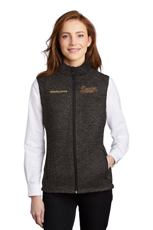 Port Authority Women's Sweater Fleece Vest- Black Heather, Grey Heather