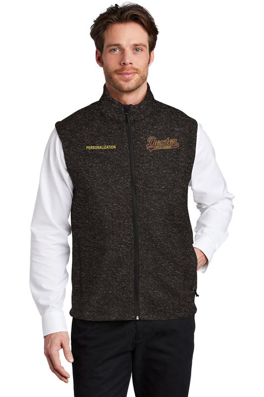 Port Authority Sweater Fleece Vest- Black Heather, Grey Heather