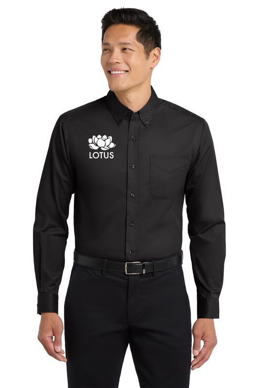 Men's Long Sleeve Easy Care Shirt- Black, Steel Grey, Clover Green