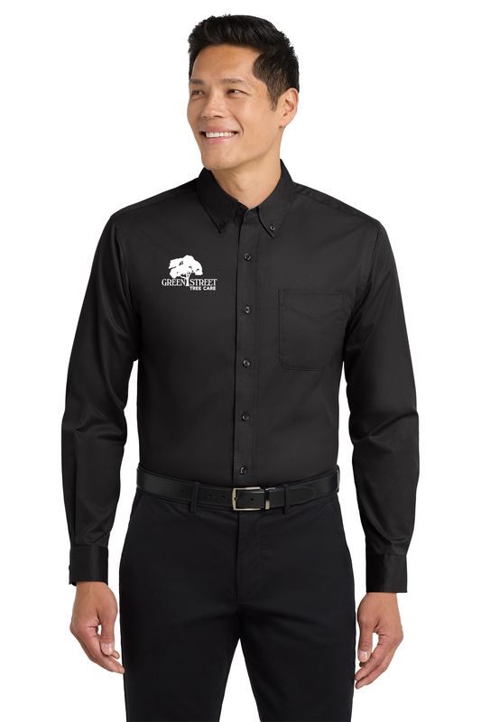 Men's Long Sleeve Easy Care Shirt- Black, Steel Grey, Clover Green
