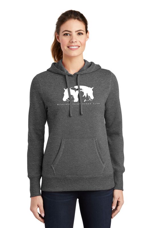 Ladie's Pullover Hooded Sweatshirt- Black, Vintage Heather, Navy