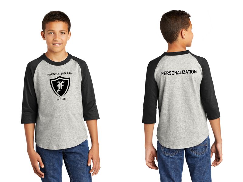 Youth Baseball Tee-White/Maroon, Heather Grey/Black