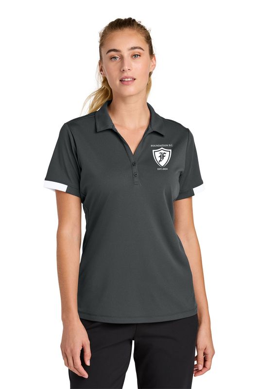 Sport-Tek Women’s Club Colorblock Polo- Maroon/White, Black/White, Iron Grey/White