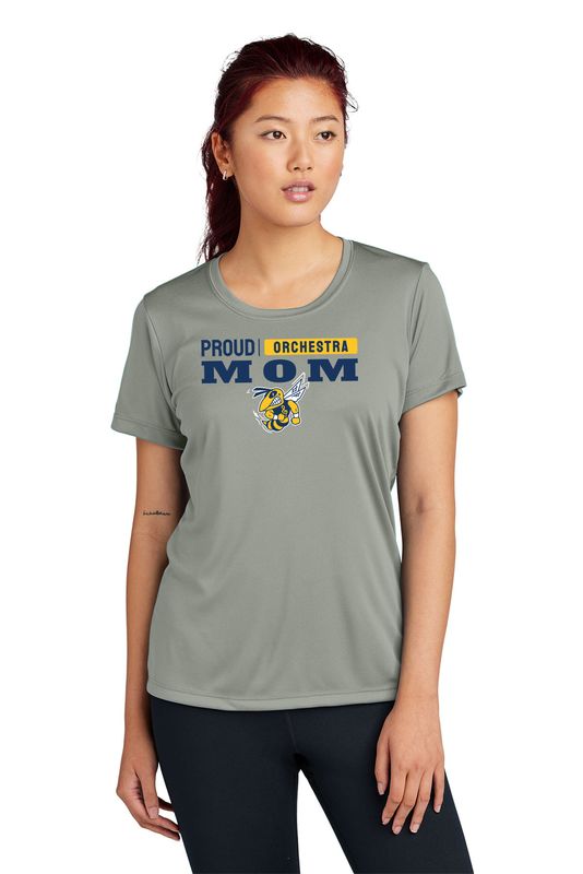 *Supporter* Ladies Short Sleeve Performance Tee- Navy, Concrete Grey