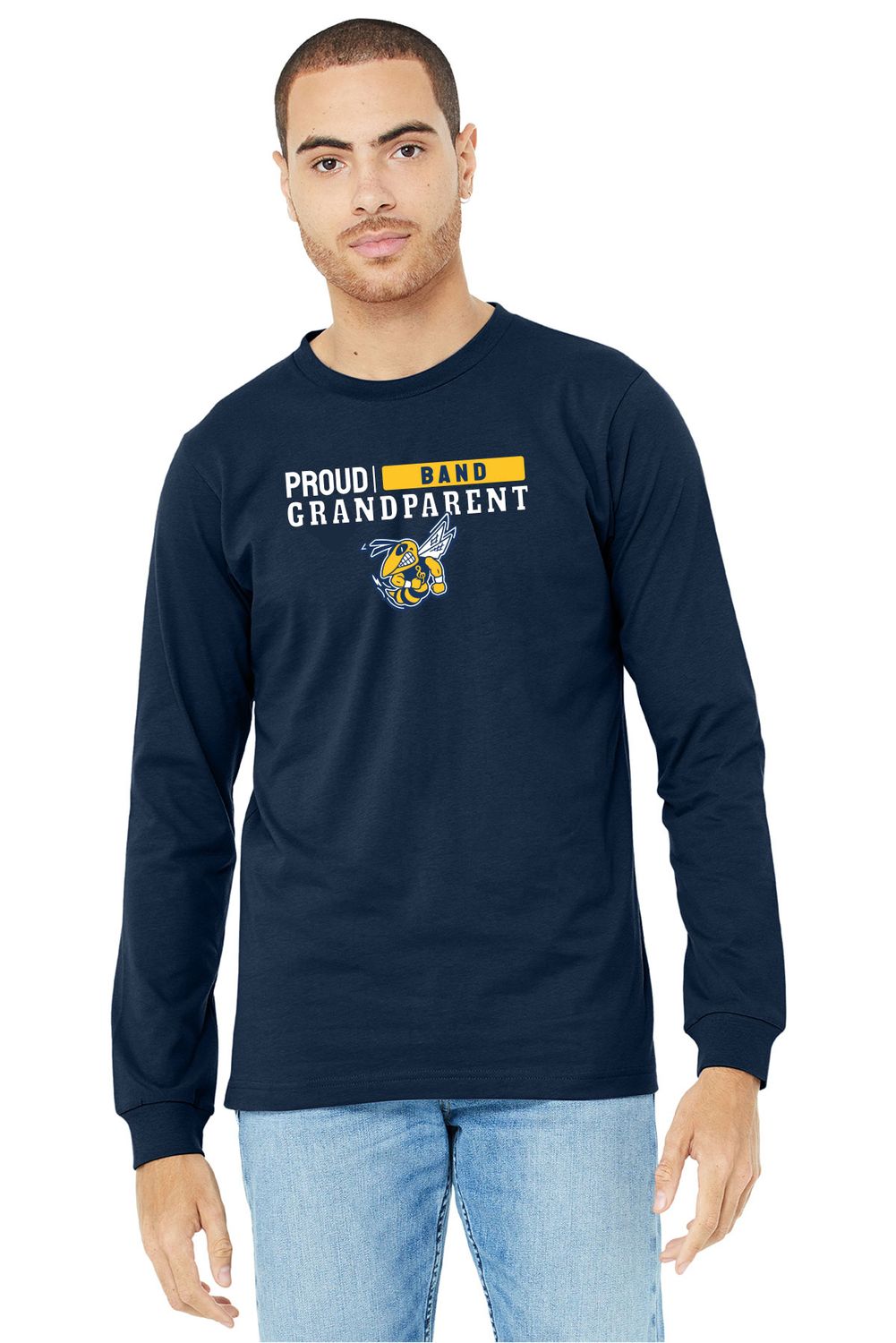 *Supporter* Adult Soft Cotton Long Sleeve T-Shirt- Navy, Grey