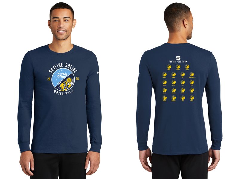 Nike Dri-FIT Cotton/Poly Long Sleeve Tee- Navy, White, Anthracite