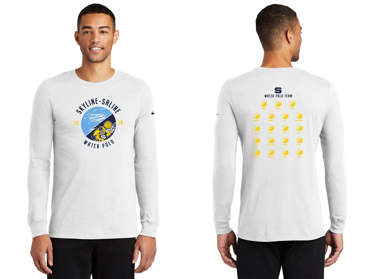 Nike Dri-FIT Cotton/Poly Long Sleeve Tee- Navy, White, Anthracite Nike Dri-FIT Cotton/Poly Long Sleeve Tee- Navy, White, Anthracite