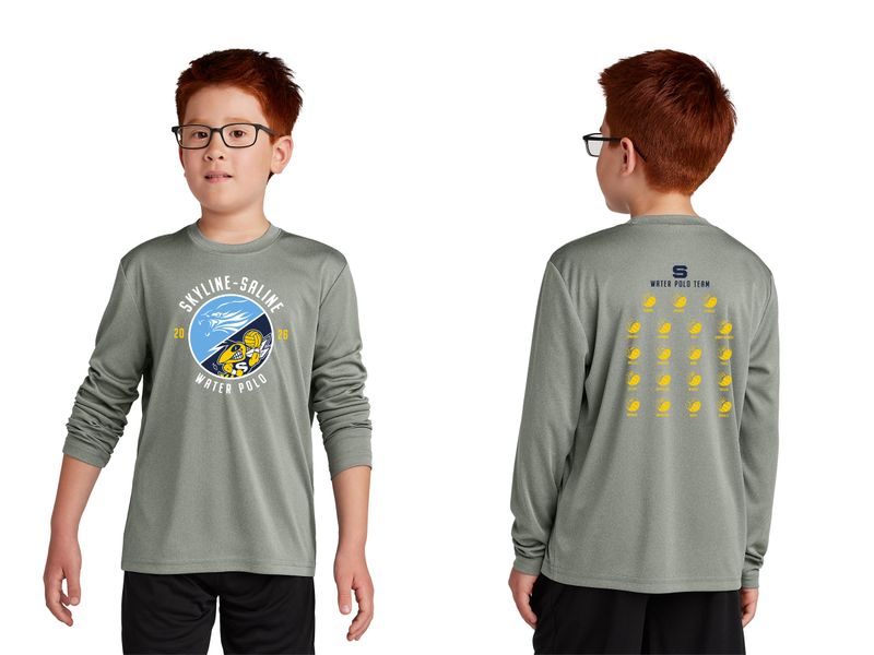 Youth Long Sleeve Performance Tee- Navy, Grey, White