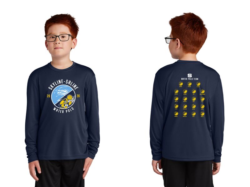 Youth Long Sleeve Performance Tee- Navy, Grey, White