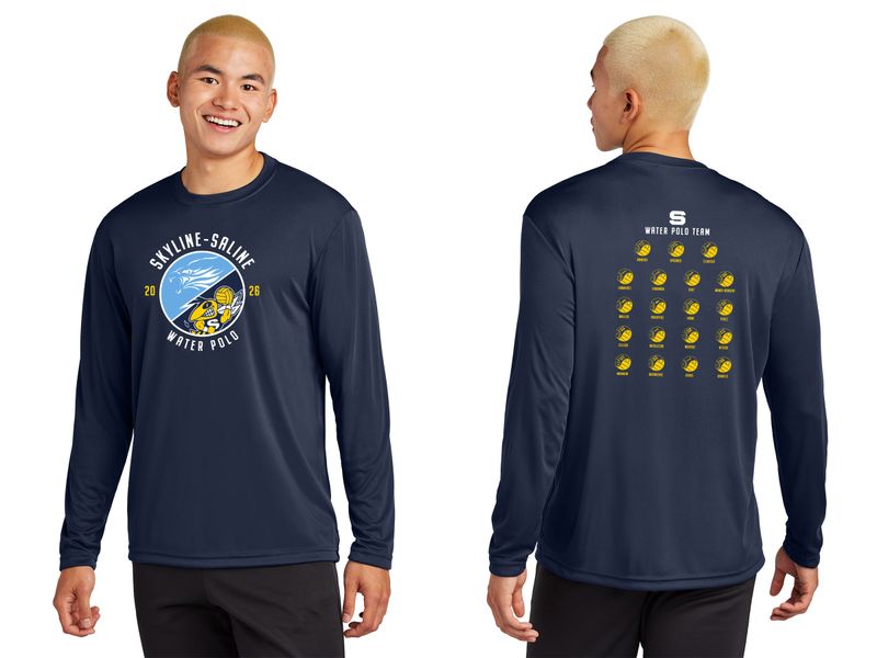 Adult Long Sleeve Performance T-shirt- Navy, White, Grey
