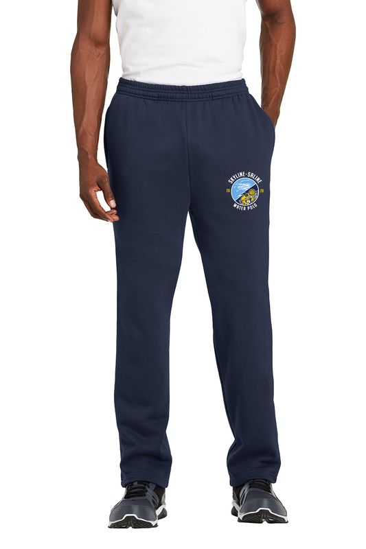 Sport-Tek Open Bottom Sweatpant- Vintage Heather Grey, Navy