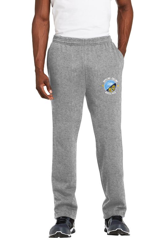 Sport-Tek Open Bottom Sweatpant- Vintage Heather Grey, Navy