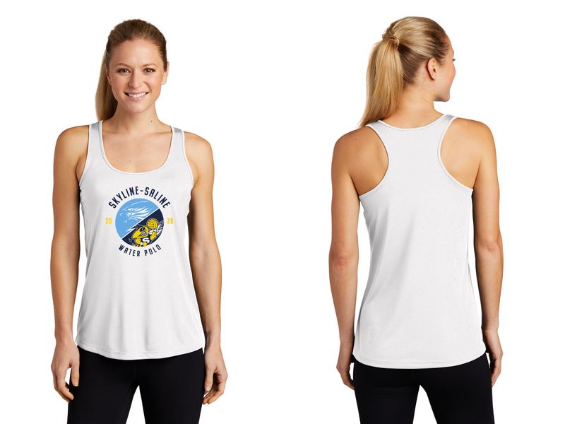Ladies Sport-Tek Performance Racerback Tank- Navy, White