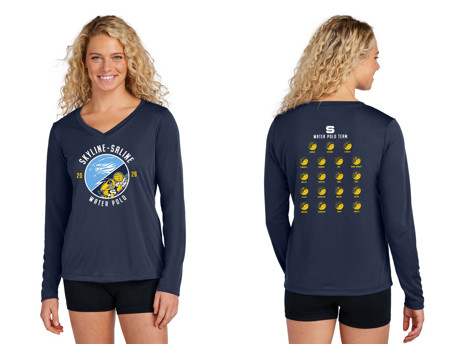Ladies Long Sleeve Performance Tee- Grey, Navy, White Ladies Long Sleeve Performance Tee- Grey, Navy, White