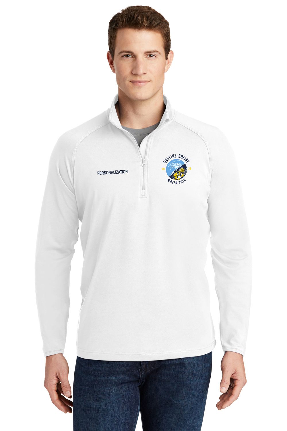 Adult Men's Stretch Performance 1/4 Zip- Navy, Charcoal Grey Heather, White