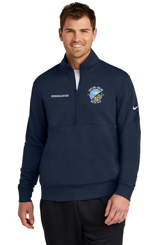 Nike Club Fleece Sleeve Swoosh 1/2-Zip- Navy, Dark Grey Heather, White